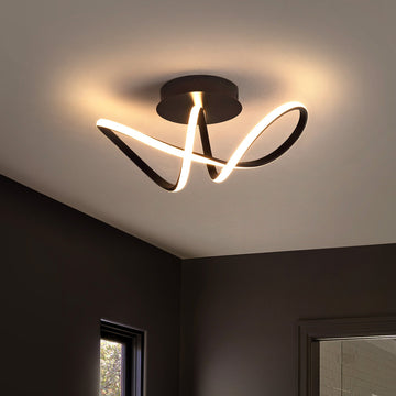 Chantelle 19.5" Modern Minimalist Aluminum Loop Integrated LED Semi Flush Mount - JONATHAN Y